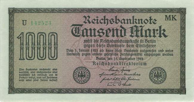 1000 Mark 1922 ro.75f MK